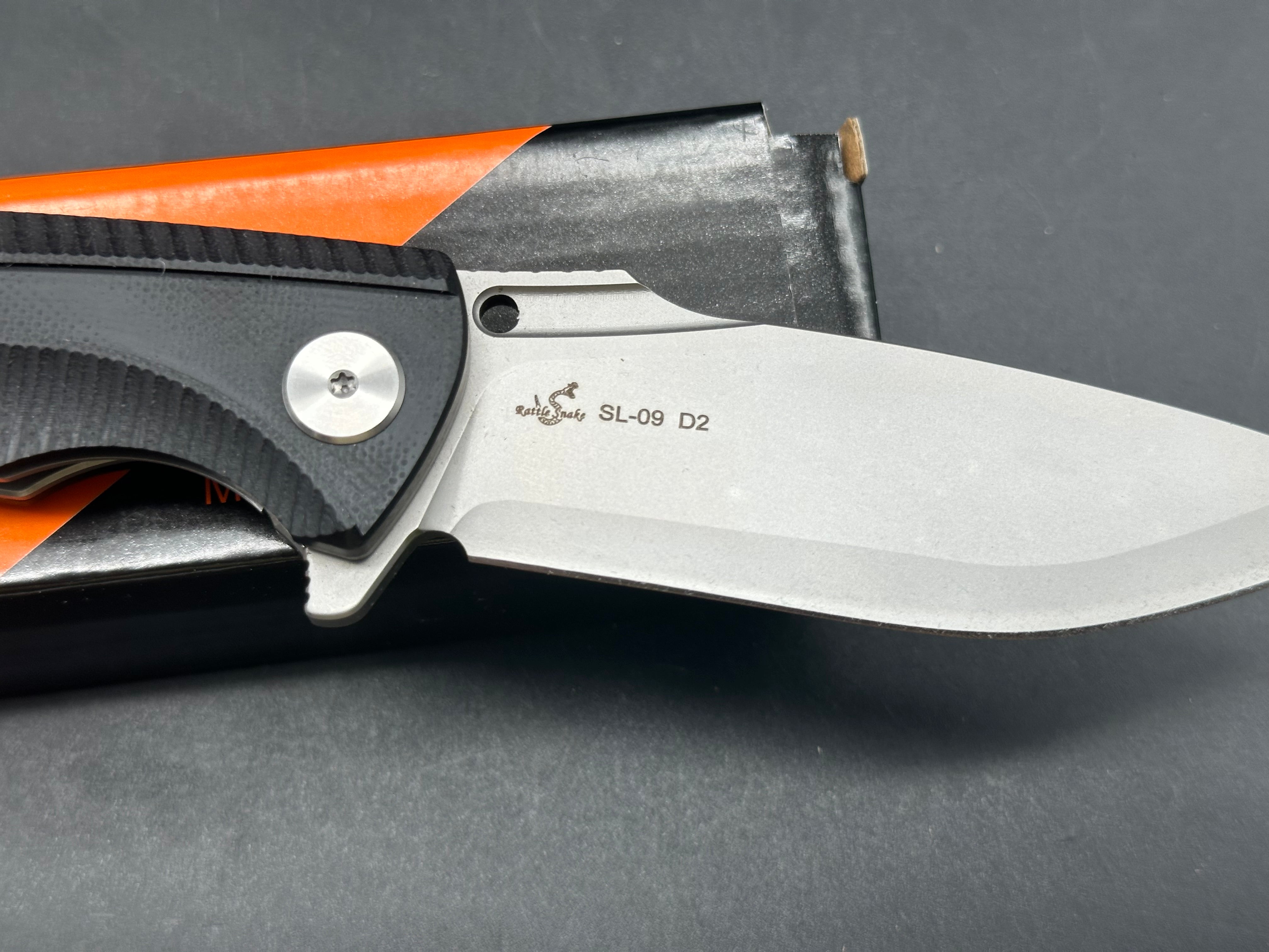 Sixleaf SL 09 Folding Pocket Knife - Black G10 Handle, D2 Steel Blade, Liner Lock Mechanism | EDC, Outdoor Camping, Hunting & Survival Gear
