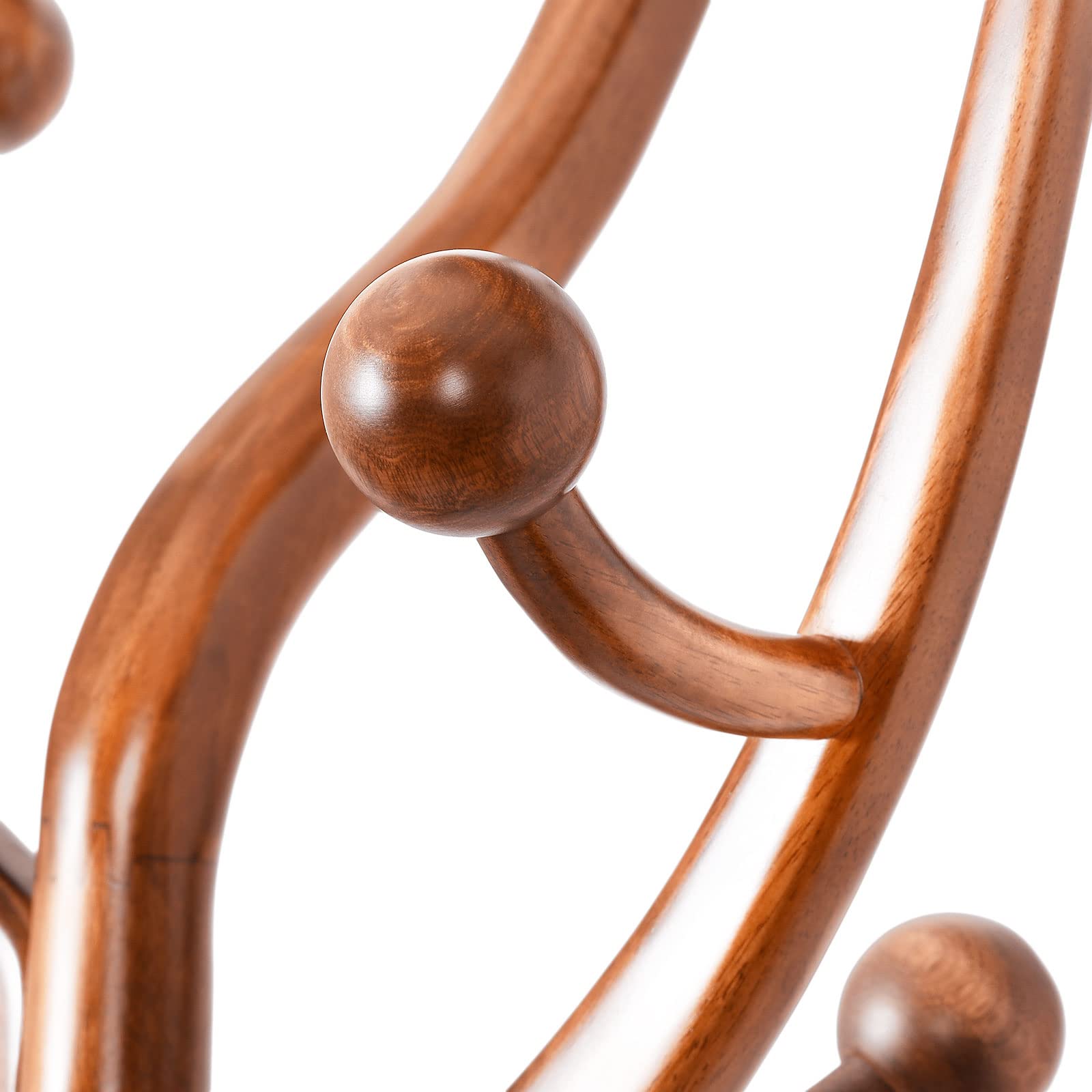 Freestanding Wood Coat Rack with 8 Hooks - Creative Tree Branch Design - Heavy Duty Clothes Hanger Stand with Stable Sphere Base (160lbs Capacity, Light Brown) - Perfect for Entryway, Hallway, Bedroom & Living Room Organization