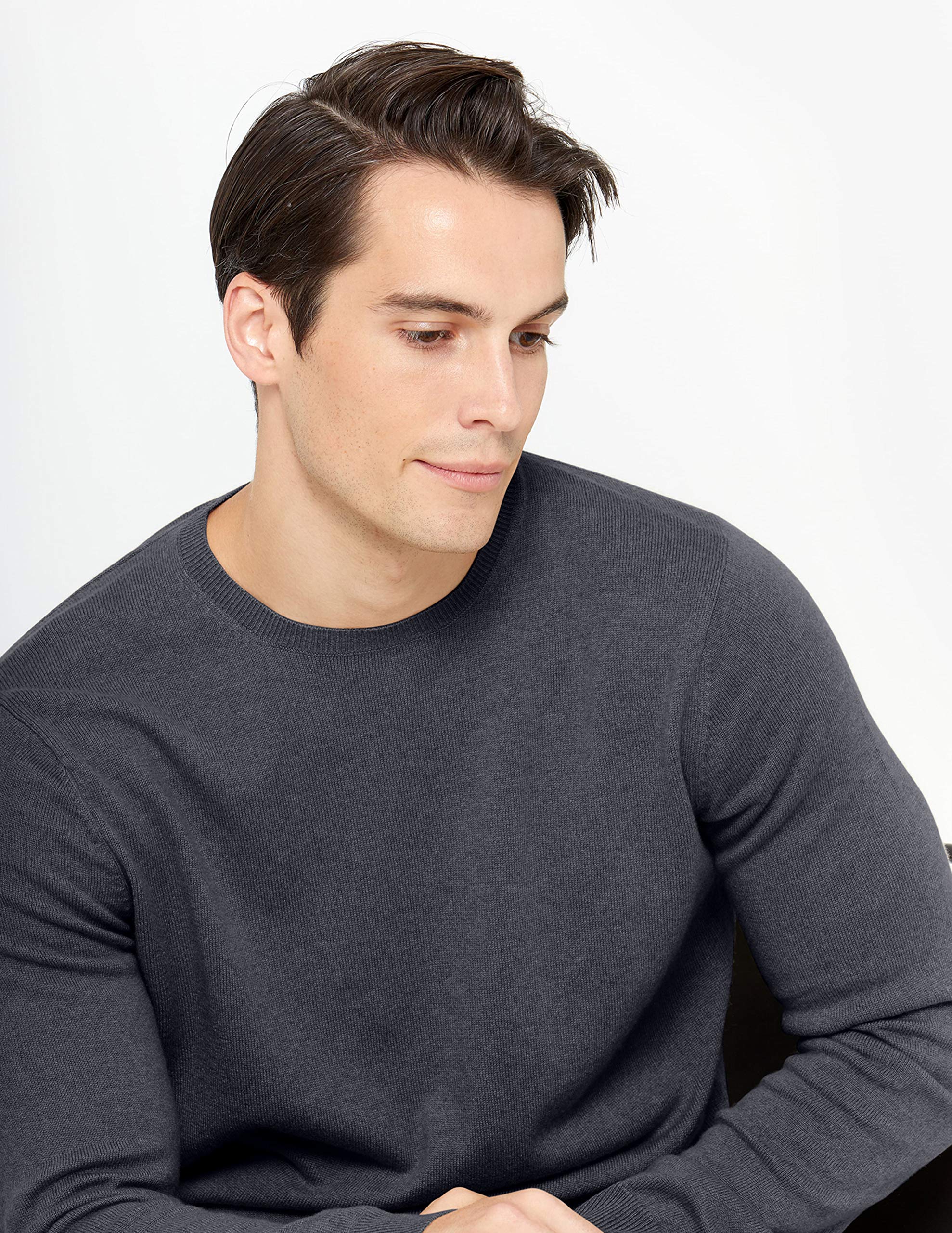 100% Pure Cashmere Men's Crewneck Sweater - Soft Classic Long Sleeve Pullover for Winter | Office, Travel & Casual Wear