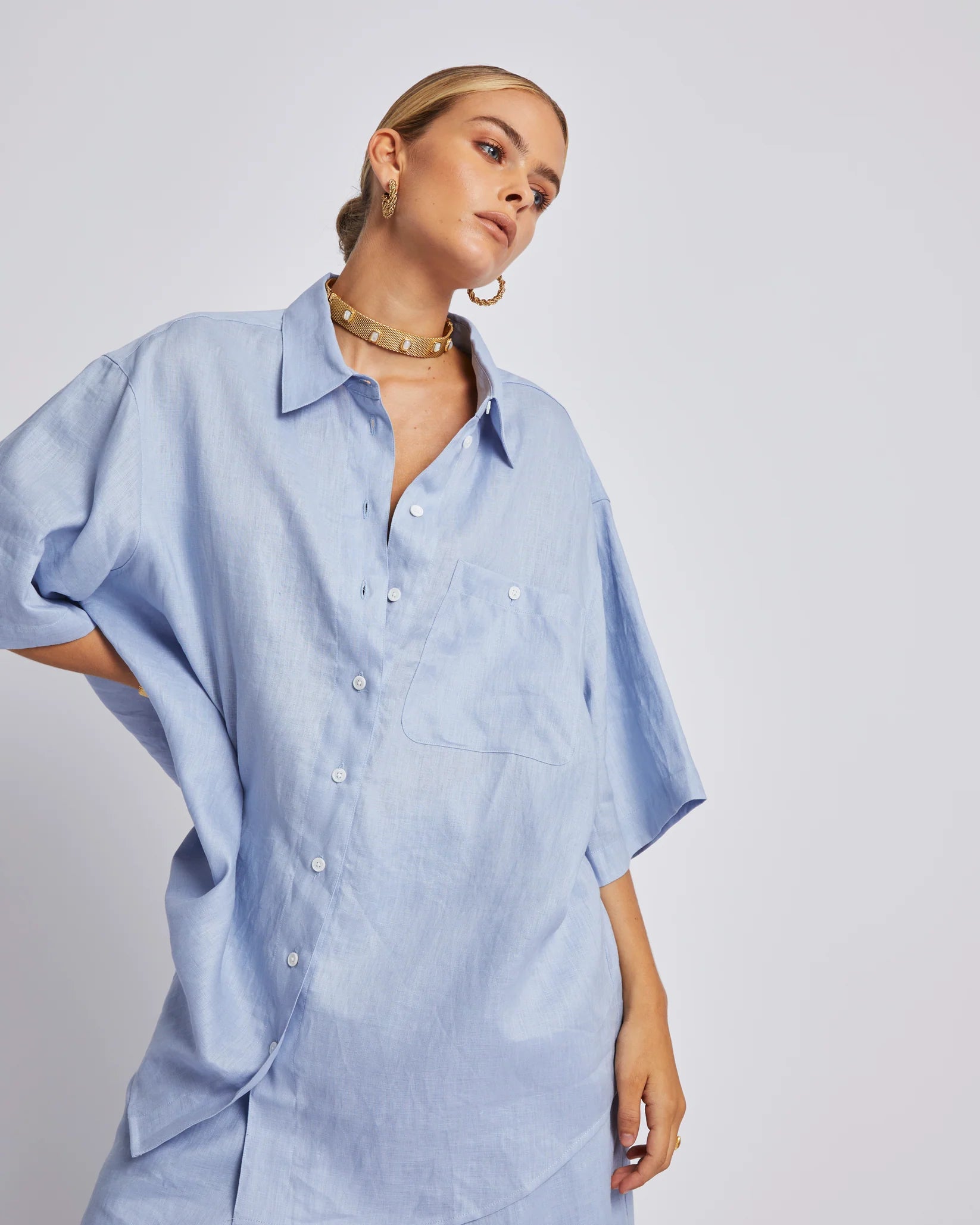 Alice Blue Oversized T-Shirt for Women - Comfortable & Stylish Big Shirt for Casual Wear, Lounge & Everyday Outfits