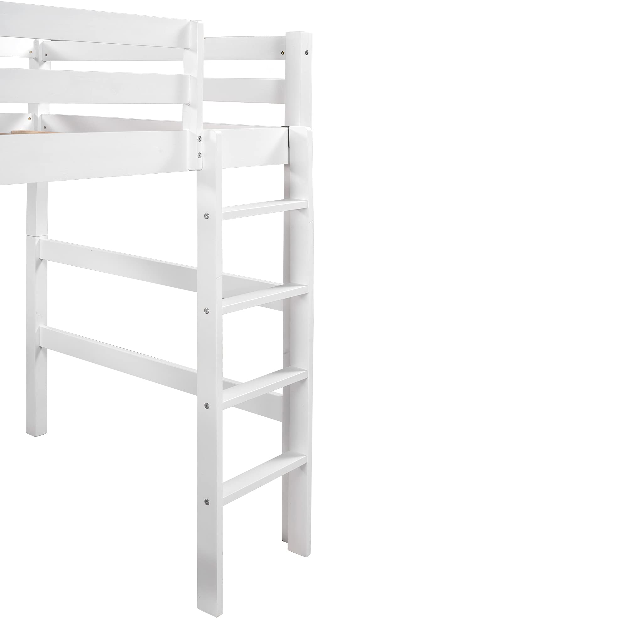 Modern Wood Twin Over Twin Bunk Bed with Ladder & Guardrails - Convertible to 2 Separate Beds for Kids & Teens - No Box Spring Needed (White & Wood Finish) - Perfect for Small Bedrooms, Guest Rooms & Dormitories