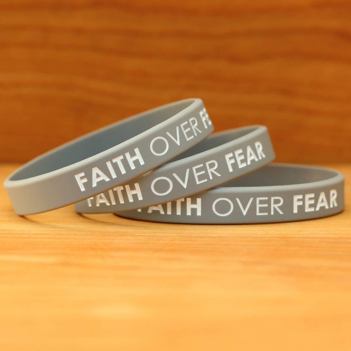 5 Pack Faith Over Fear Inspirational Silicone Wristbands - Motivational Bracelets for Women & Men - Perfect for Church, Bible Study, Prayer Groups & Daily Encouragement