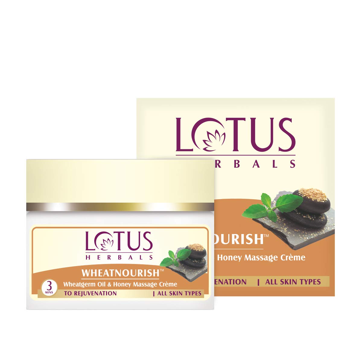 Lotus Herbals Wheatnourish Wheatgerm Oil & Honey Nourishing Massage Cream 50g - Deep Moisturizing for Dry Skin, Body & Face Care, Spa & Home Relaxation
