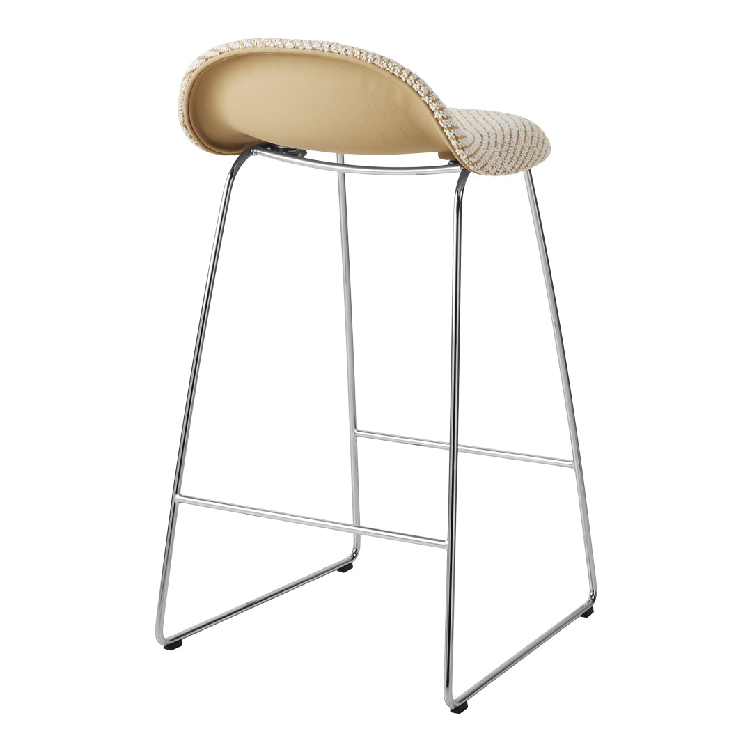 Gubi 3D Counter Stool with Front Upholstery & Sledge Base - Modern Bar Stool for Kitchen Island, Breakfast Nook or Home Bar