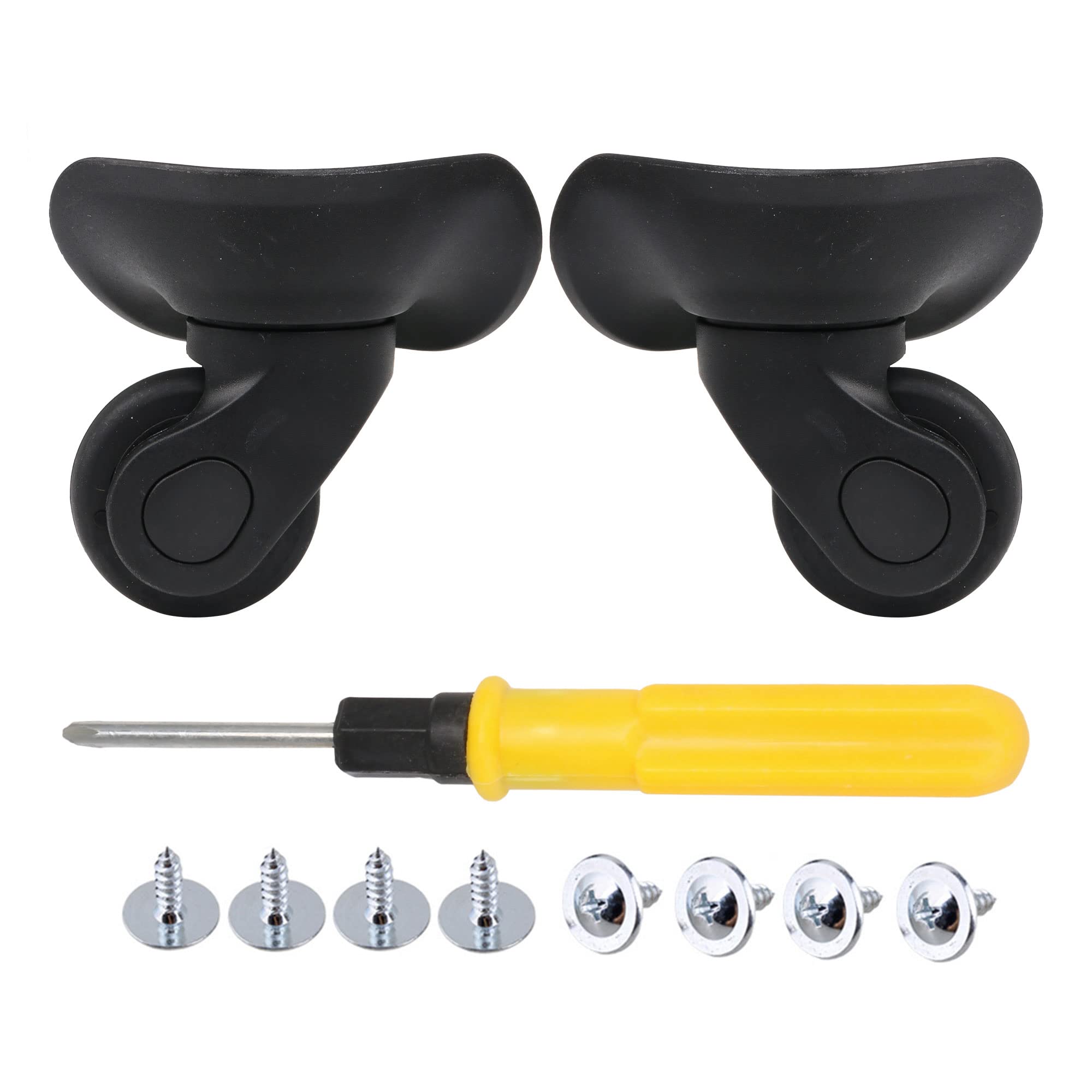 RDEXP 4 Holes DIY Luggage Swivel Caster Wheels with Installation Tool - Left & Right Wheel Set (Pack of 2) for Suitcase, Travel Bags & Rolling Carts - Easy Replacement & Smooth Mobility