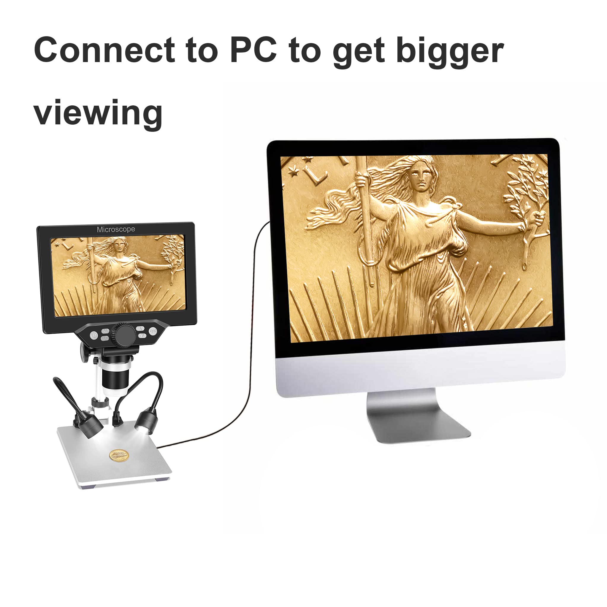 1200X LCD Digital Microscope with 12MP Camera & 7