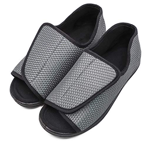 **Men's Open Toe Diabetic Slippers for Swollen Feet - Adjustable Orthopedic Wide Width Walking Shoes for Arthritis & Edema Relief - Ideal for Elderly Men & Recovery Comfort at Home**