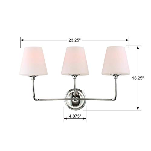 Crystorama Libby Langdon Sylvan 3-Light Polished Chrome Bathroom Vanity Light Fixture - Perfect for Modern Bathroom, Powder Room, and Dressing Area Lighting