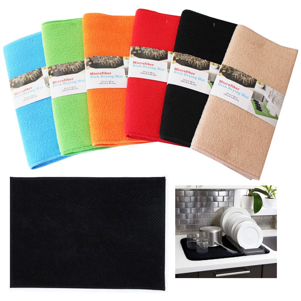 4 Pack Super Absorbent Microfiber Dish Drying Mats - 12