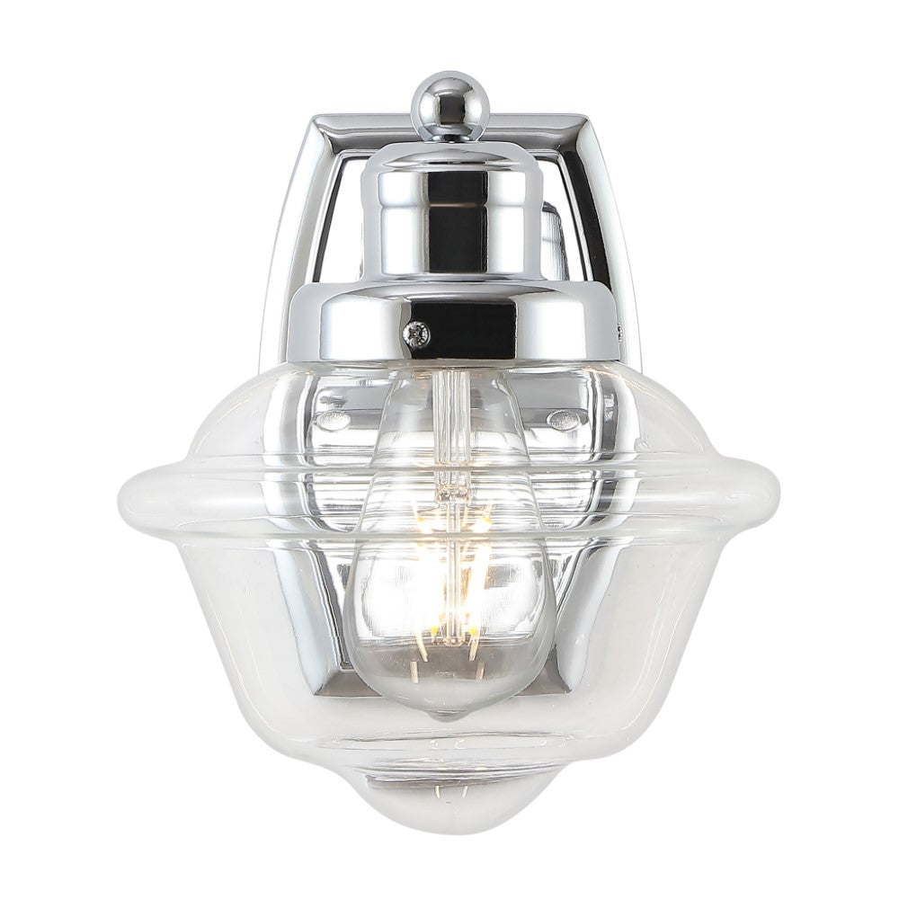 Orleans Iron and Glass Schoolhouse LED Vanity Light - Vintage Style Bathroom Lighting for Mirror, Dresser, and Makeup Area