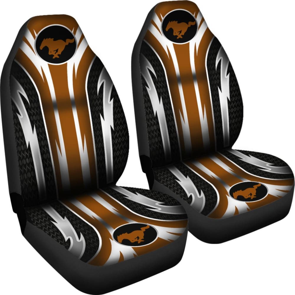 Premium 2-Piece Front Mustang Seat Covers in Genuine Brown Leather - Perfect for Ford Mustang 2005-2023 Models | Car Interior Protection & Style Upgrade for Daily Commute & Road Trips