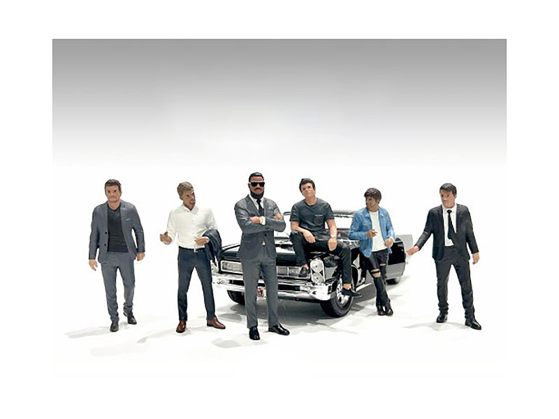 1/24 Scale Model Gentlemen's Club 6-Piece Figure Set - Highly Detailed Miniature Figures for Diorama, Model Train & Car Display Scenes by American Diorama - Perfect for Model Railroad, Car Shows & Collectors