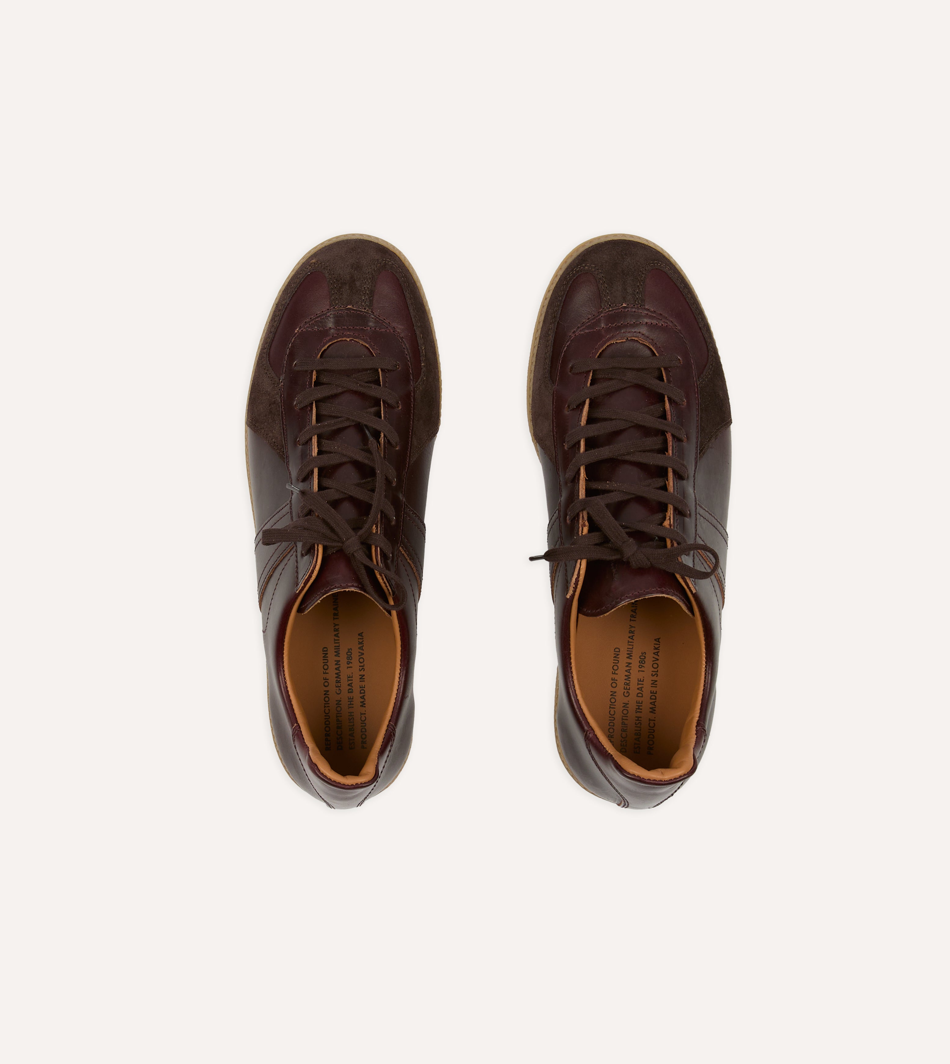 Vintage Brown German Military Trainer Shoes - Authentic Reproduction for Men & Women | Casual Wear, Outdoor Hiking & Retro Fashion