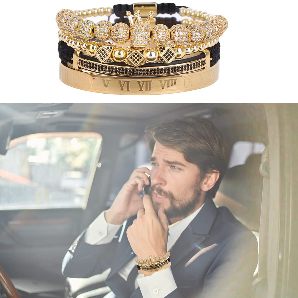 Stylish Men's Beaded Bracelet with Micro Pave Zircon - Stainless Steel Cuff Bangle for Men & Women - Perfect for Casual Wear, Date Nights & Gifts