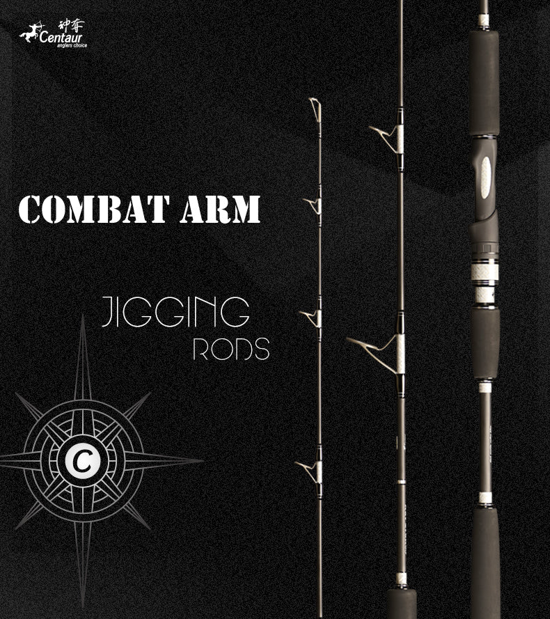 Centaur Combat Arm Conventional Jigging Fishing Rods - Saltwater & Freshwater Fishing Gear for Bass, Trout, and Offshore Angling
