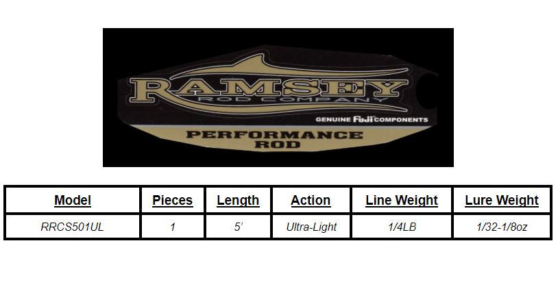 5' Ultralight Spinning Rod - RRCS501UL - Perfect for Freshwater Fishing, Trout & Panfish - Compact & Sensitive for Kayak & Shoreline Fishing