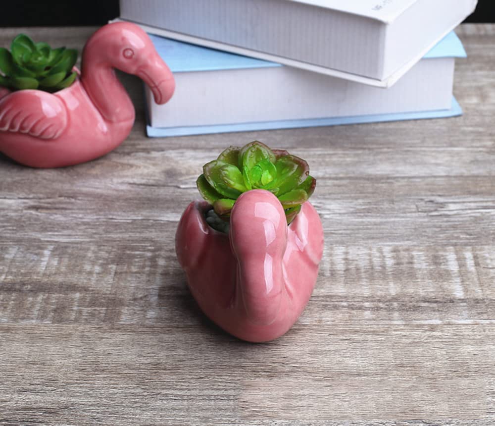Adorable Flamingo Succulent Planter - Cute Animal Flower Pot for Home & Office Desk Decor - Perfect for Windowsills, Gift Ideas & Small Plant Lovers