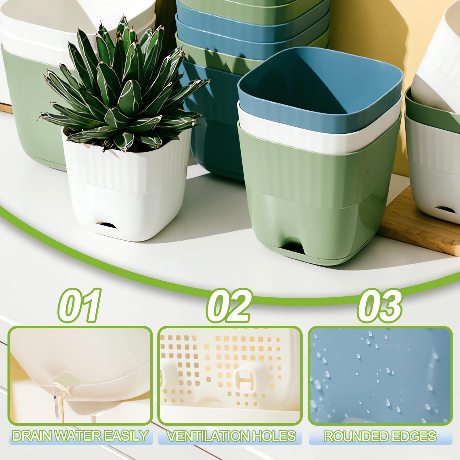 6-Pack 4.7-Inch Plastic Plant Pots with Drainage Holes & Saucers | Indoor/Outdoor Flower Pots for Succulents, Herbs, Orchids & Small Plants | Perfect for Windowsill, Nursery, Garden & Home Decor | Ideal for Planting, Gifting & DIY Gardening Projects