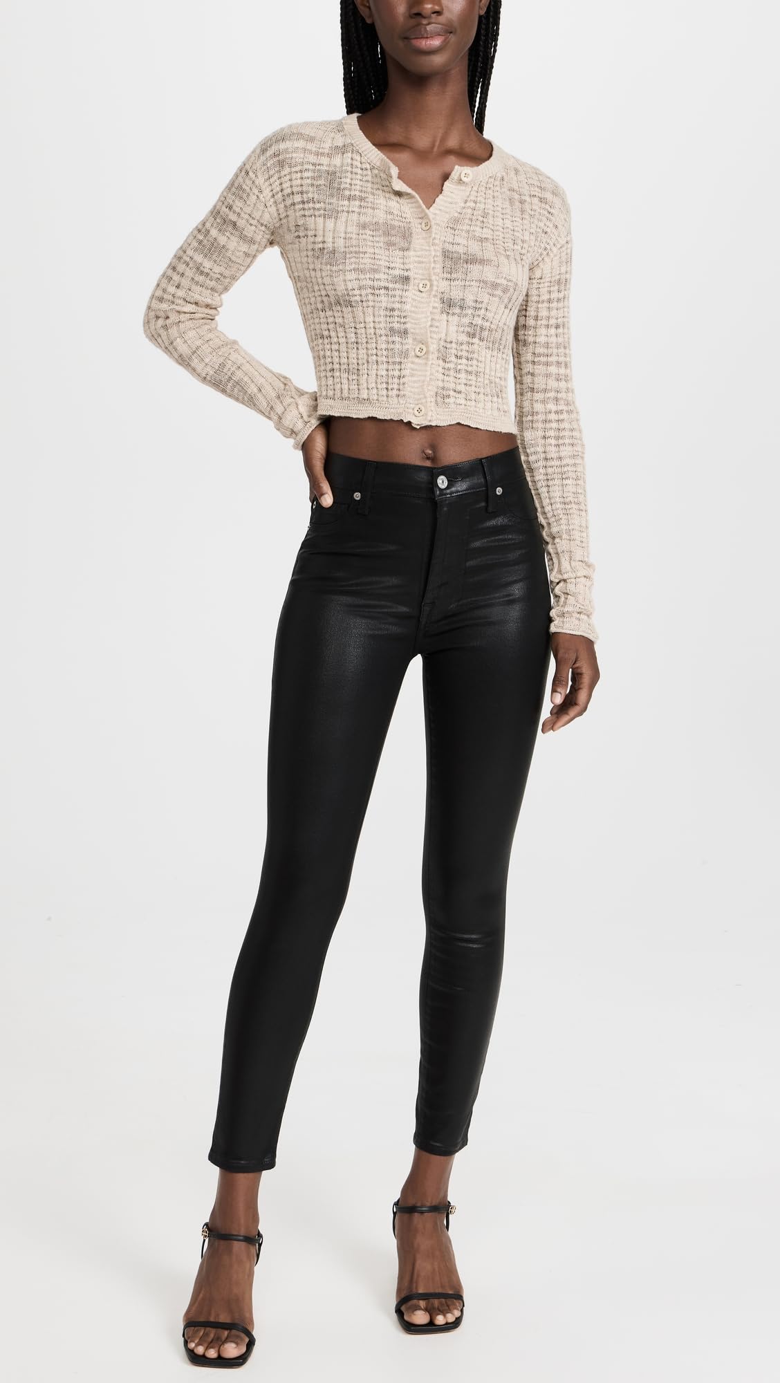 7 For All Mankind Women's High Waist Skinny Jeans - Slim Fit Ankle Length Denim Pants for Casual Wear & Night Out