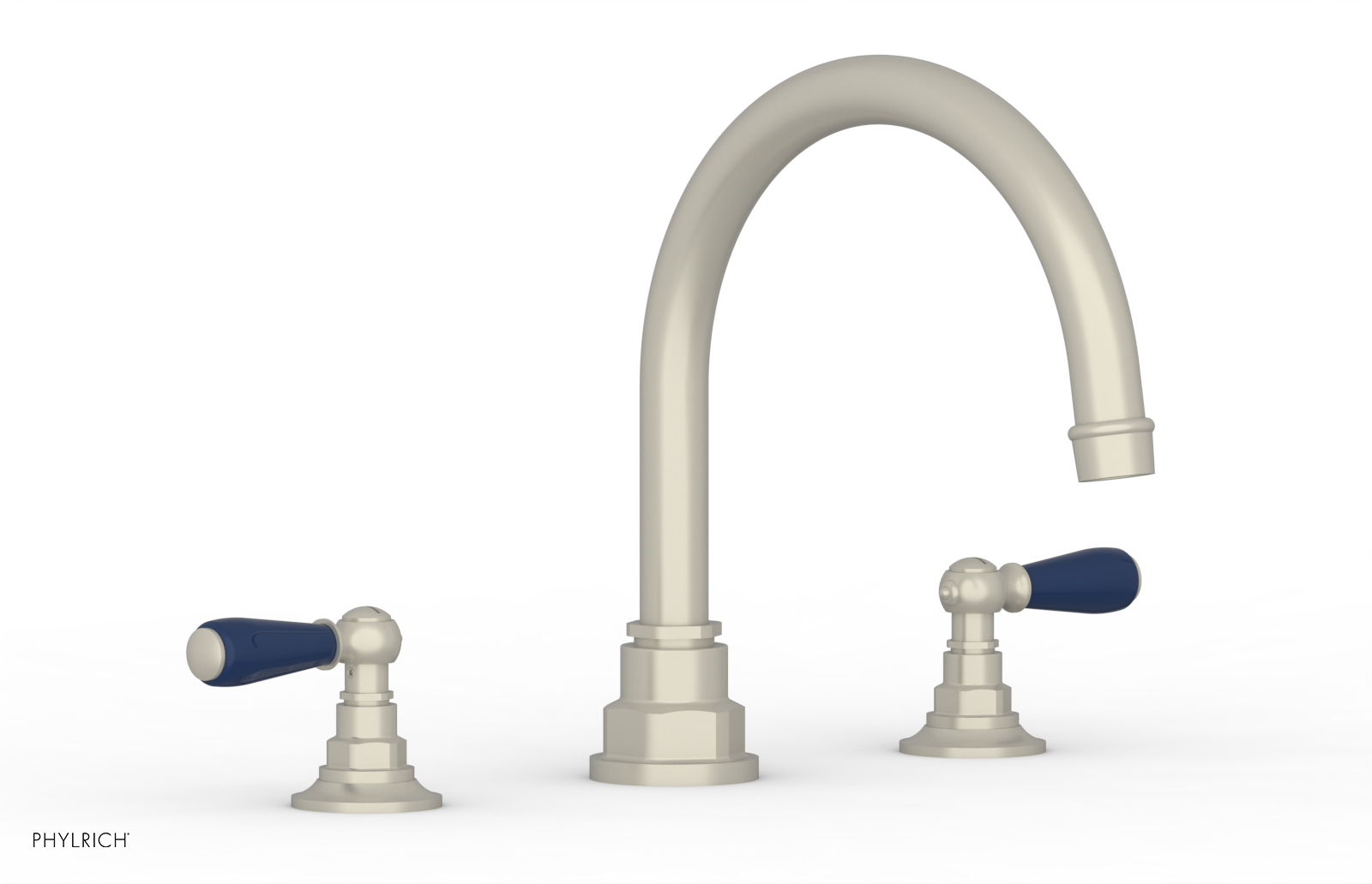 Jamestown Deck Tub Set with Lever Handles - Navy Blue Accented Bathroom Faucet (41