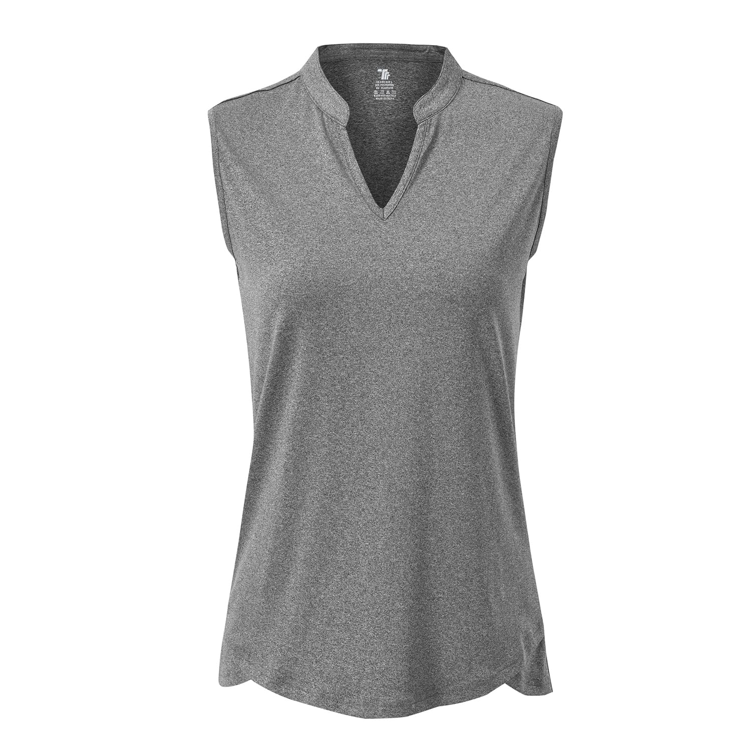 BASUDAM Women's Sleeveless Golf Polo Shirts - Breathable V-Neck Collarless Tennis Athletic T-Shirts - Quick Dry Moisture Wicking Workout Top for Golf, Tennis & Gym