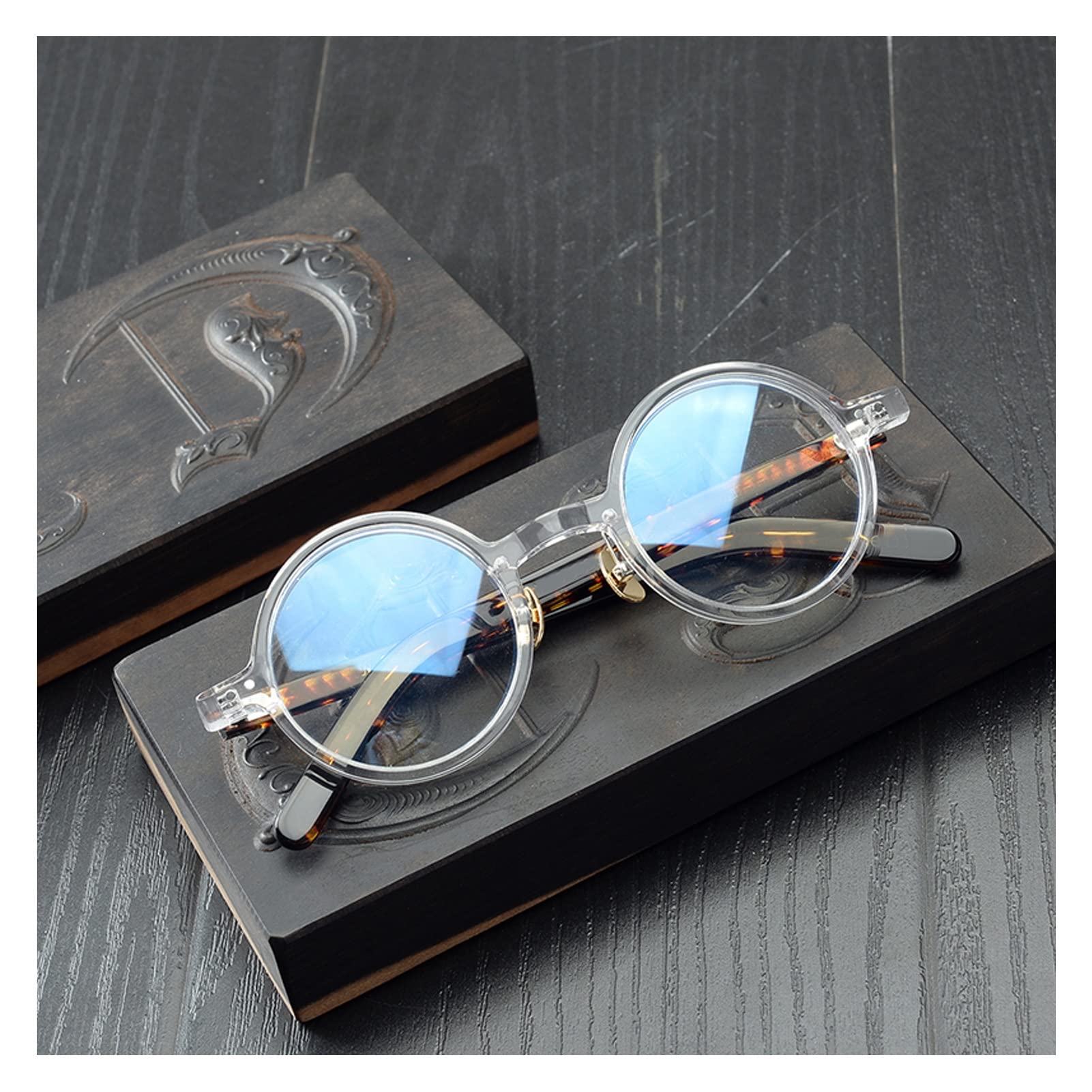 Retro Round Blue Light Blocking Reading Glasses for Men & Women - Pure Titanium Frame, Anti-Eye Strain, 1.5 Magnification - Perfect for Gaming, Computer Work & Night Reading (Clear Lens)