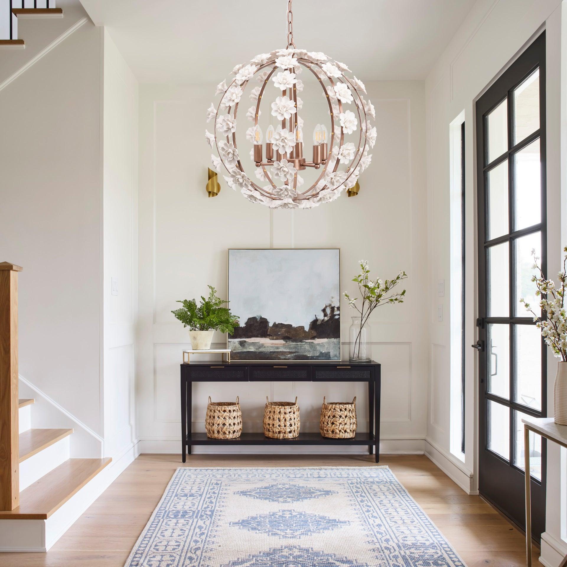 Bianca Floral Orb Chandelier - Elegant Crystal Ceiling Light Fixture for Dining Room, Bedroom & Living Room Decor