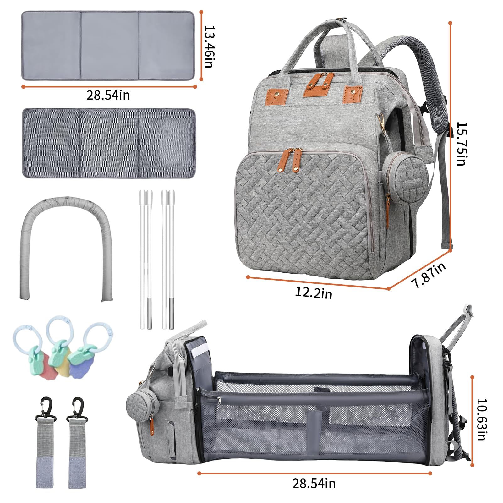 **Multifunctional Waterproof Diaper Backpack with Changing Station & USB Charging Port - Perfect Baby Shower Gift for Boys & Girls (Gray) - Ideal for Travel, Outings & Parenting Essentials**