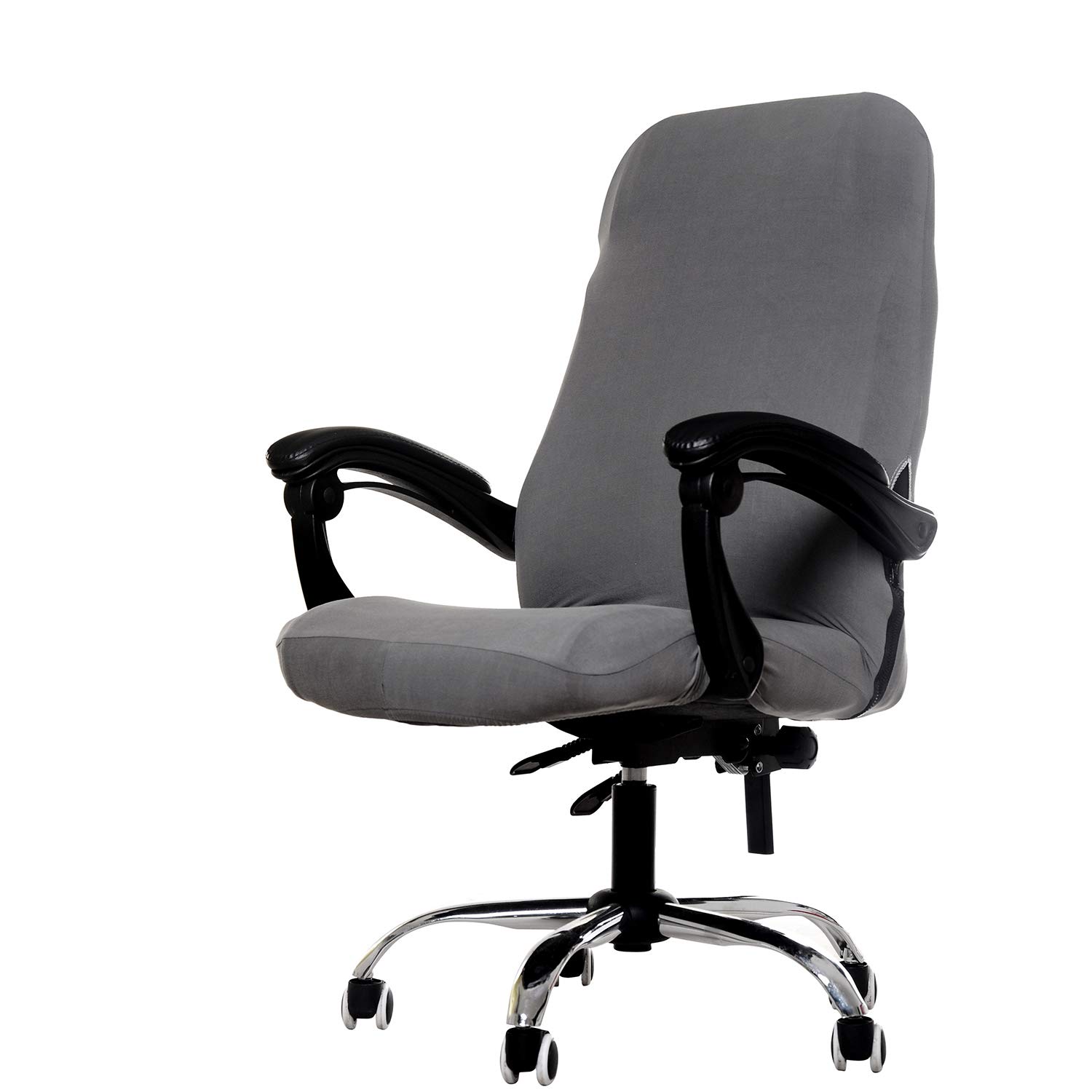 WOMACO Stretchable Office Chair Cover - Universal Computer & Boss Chair Slipcover - Modern Minimalist Design - High Back Chair Protector (Gray, Medium) - Perfect for Home Office, Conference Rooms & Workspaces