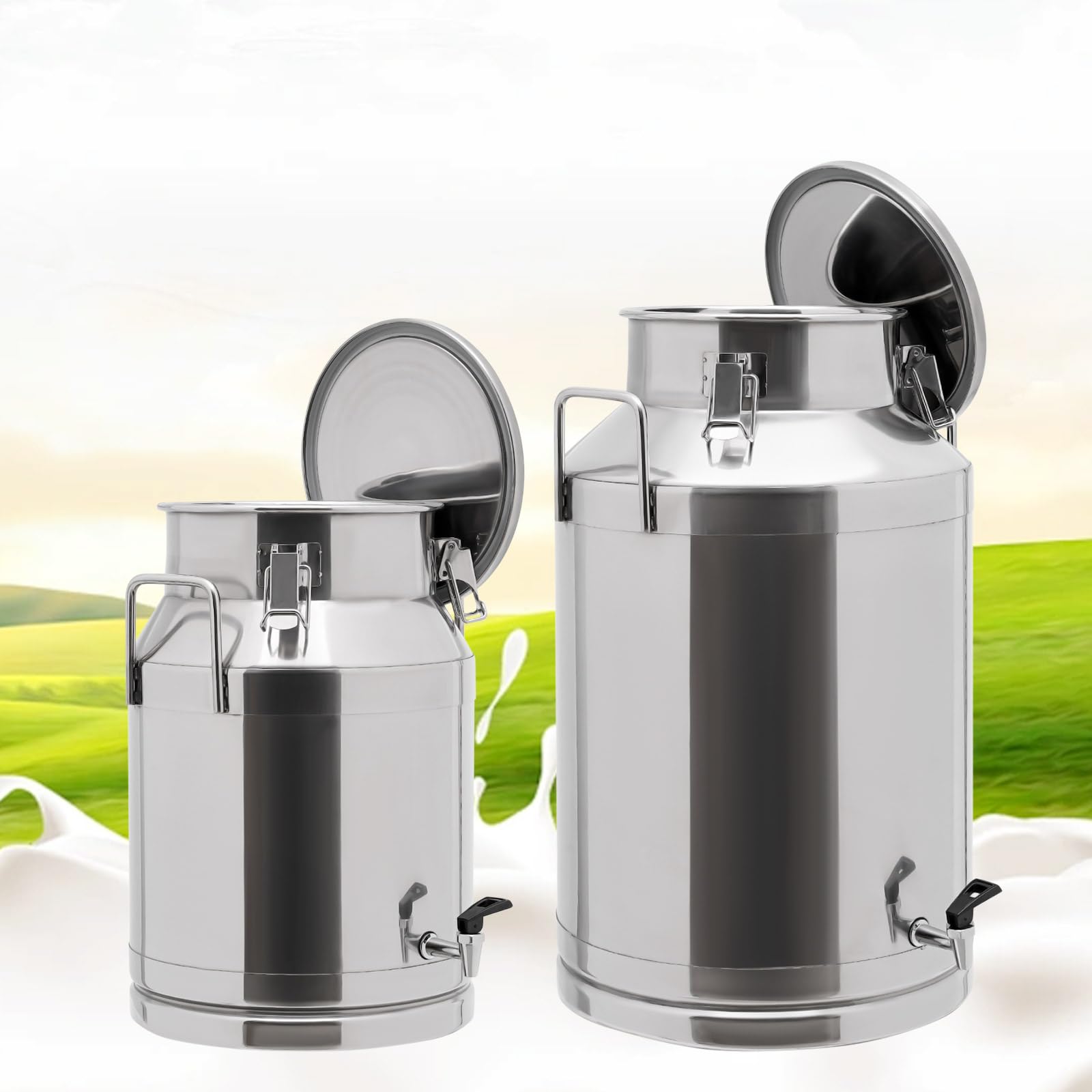 Stainless Steel 60L Milk Can Oil Pail Storage Bucket with Faucet - Wine Barrel Canister for Canteen, Breakfast Restaurant, Home, Milk Shop, Tea Shop | Durable Food-Grade Container for Liquid Storage & Dispensing