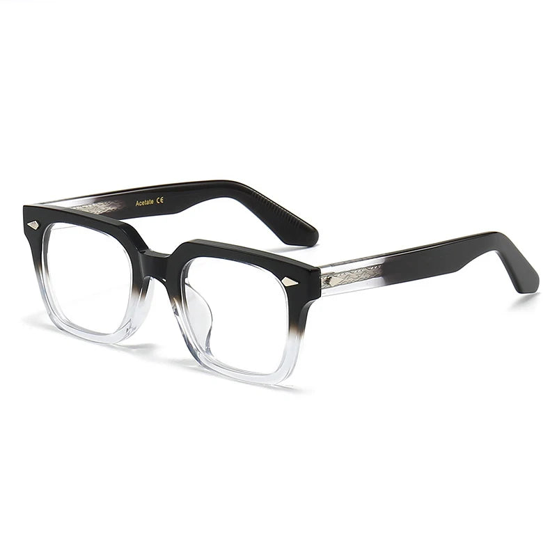 Stylish Black Unisex Square Acetate Eyeglasses with Full Rim - Trendy Thick Frame for Men & Women - Perfect for Reading, Work, and Fashion Accessories (Model 914023)