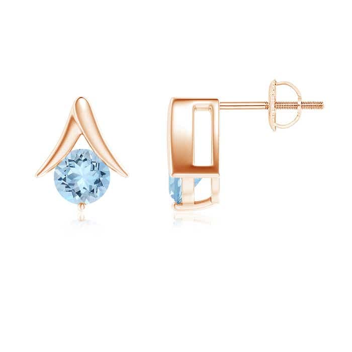 Natural Aquamarine Stud Earrings for Women - Sterling Silver/14K Gold/Platinum | March Birthstone Jewelry Gift for Her | Birthday, Wedding, Anniversary Present | Elegant Everyday Wear & Special Occasions