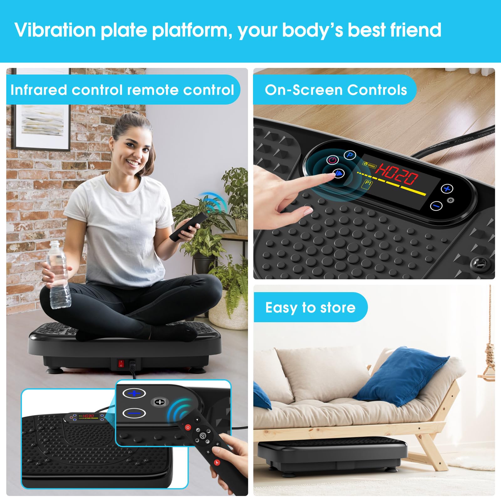 SoftGym Power Vibration Plate Machine - 300-400 lbs Capacity Whole Body Workout Platform for Lymphatic Drainage, Weight Loss & Home Fitness | Ideal for Detox, Circulation & Muscle Recovery