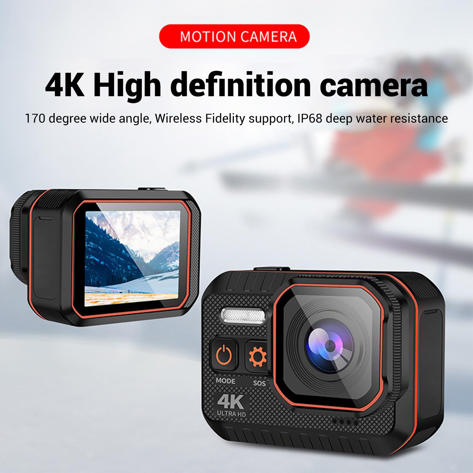 Yanmis 4K 60fps Action Camera with 16MP Ultra HD, IP68 Waterproof, Image Stabilization - Complete Accessories Kit for Diving, Helmet Mount & Extreme Sports | Perfect for Underwater Adventures, Skiing & Outdoor Activities