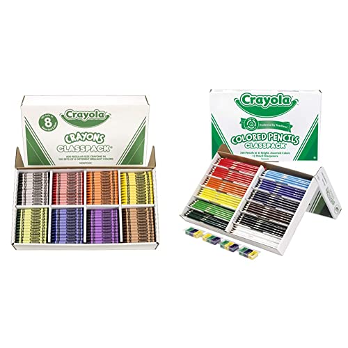 Crayola Bulk Crayons & Colored Pencils Classpack Set - 800 Crayons (8 Colors) + 240 Pencils (12 Colors) - Large School Supplies Box for Teachers - Perfect for Classroom Activities, Art Projects & Back to School Essentials