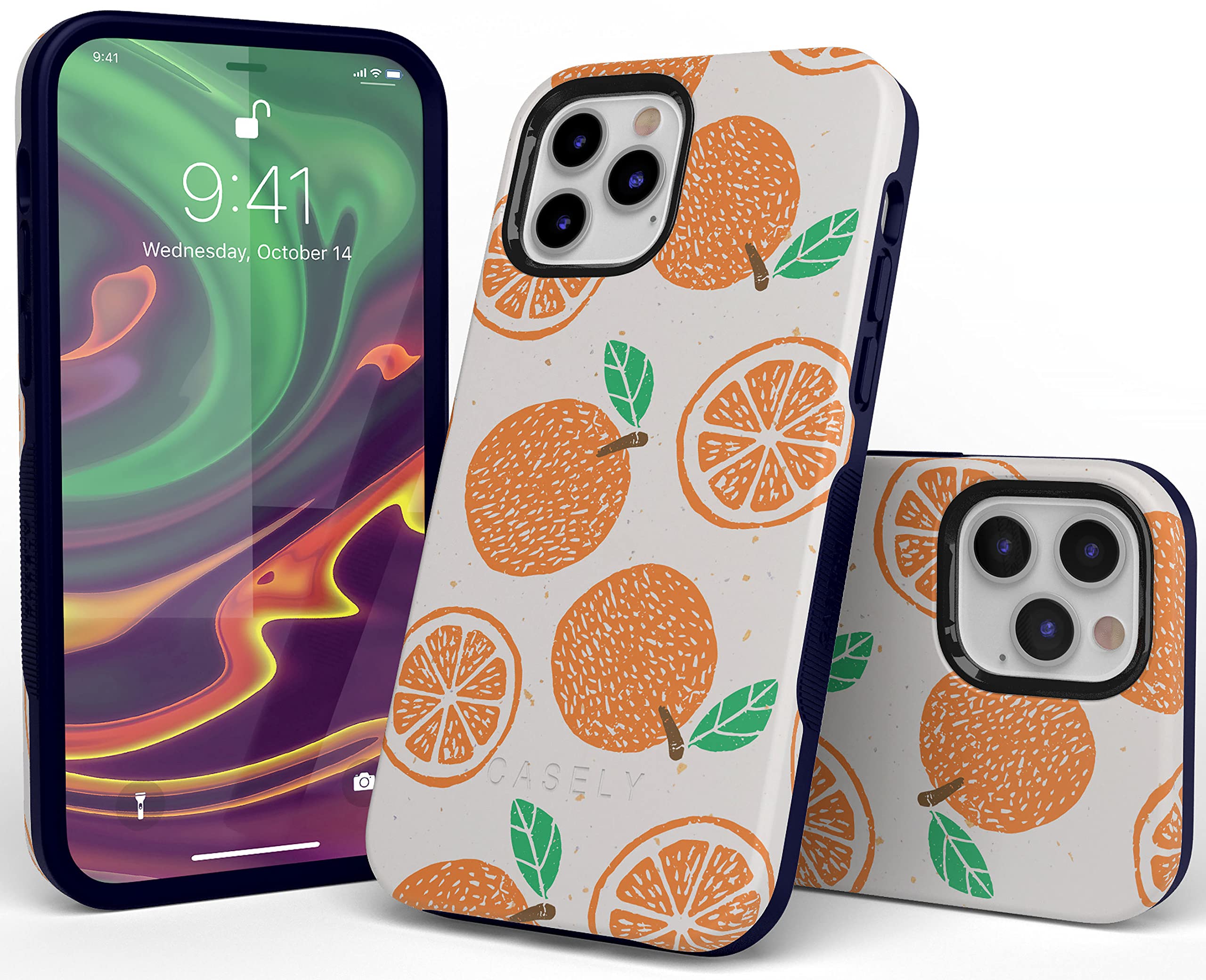 Casely iPhone 12 Pro Max Case with MagSafe Compatibility - Orange Stamped Protective Cover for Daily Use, Travel & Work | Shockproof & Slim Design
