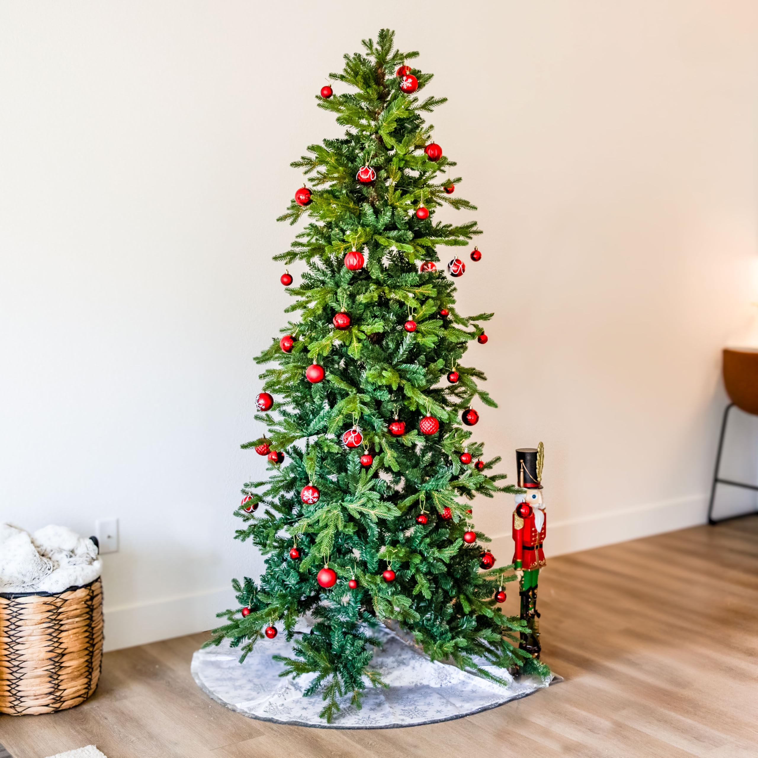 Sunnydaze 7ft Slim Artificial Christmas Tree with Stand - Unlit Indoor Holiday Decor for Living Room, Office & Festive Home Decorations