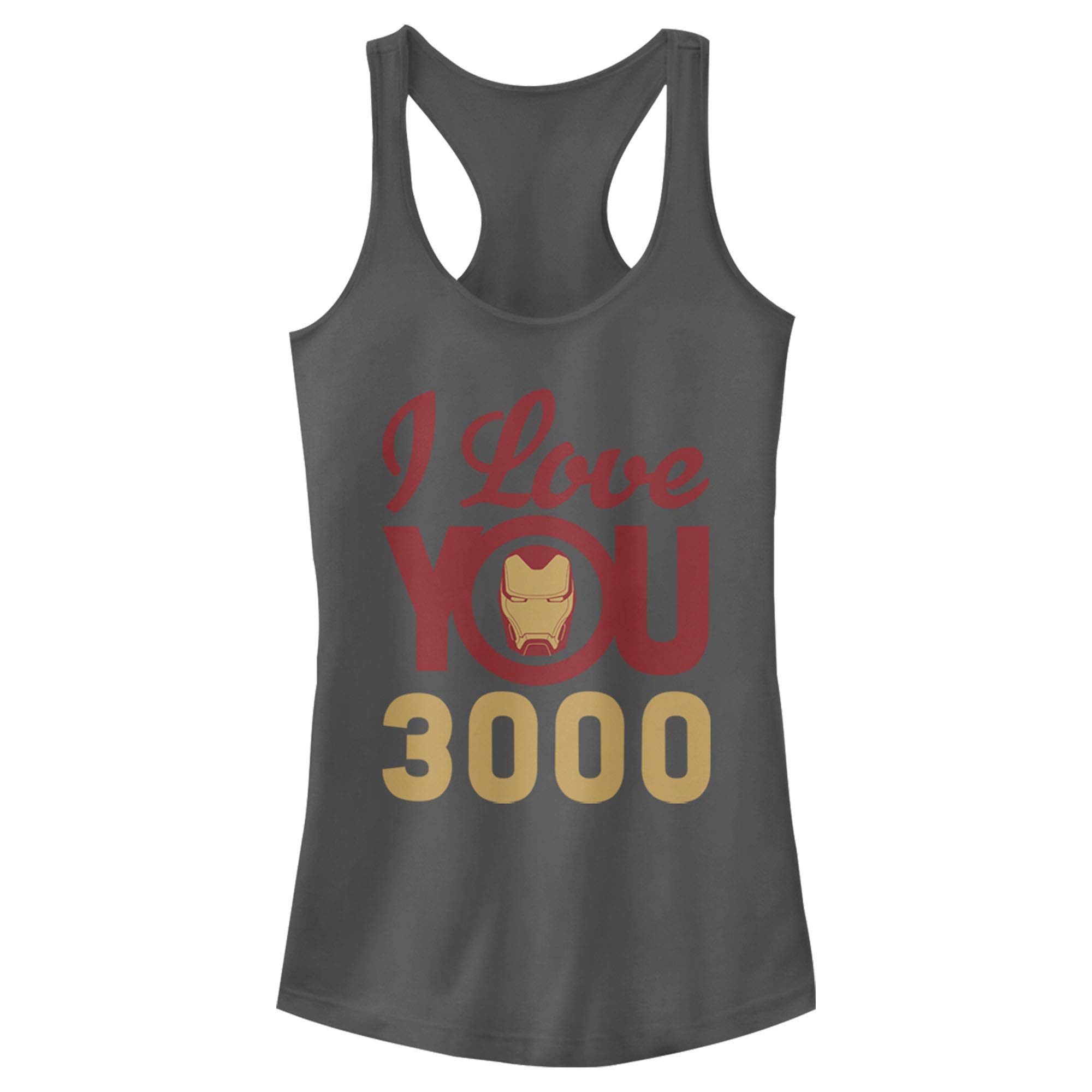 Marvel Iron Man Love 3000 Racerback Tank Top for Juniors - Charcoal - X-Large - Casual Wear, Cosplay & Superhero Fan Gifts