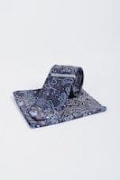 Cavani Grey Paisley Tie Set for Men - Premium Silk Necktie & Pocket Square Set - Perfect for Weddings, Business Meetings & Formal Events