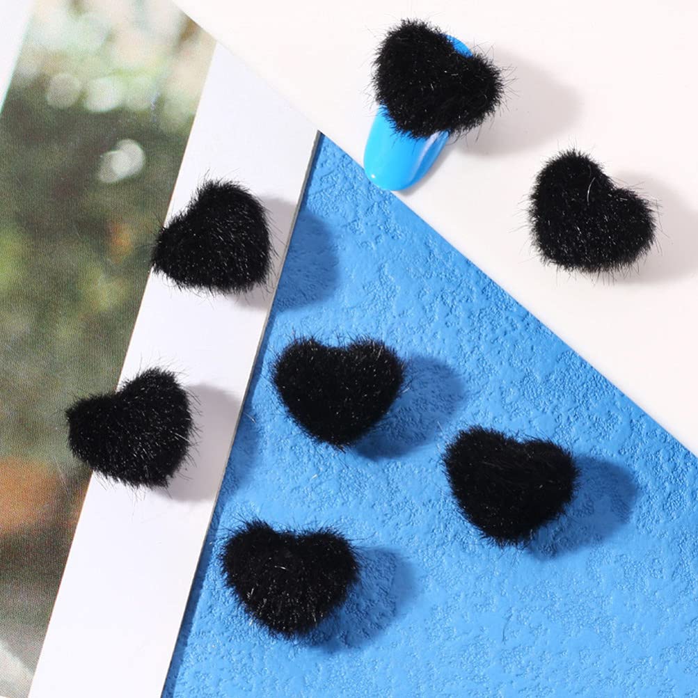 12pcs DIY Nail Art Heart Charms - 3D Nail Plush Accessories for Manicure, Nail Pom Poms & Decorative Heart Charms - Perfect for Nail Art Designs, Girls' DIY Crafts & Party Nail Decorations