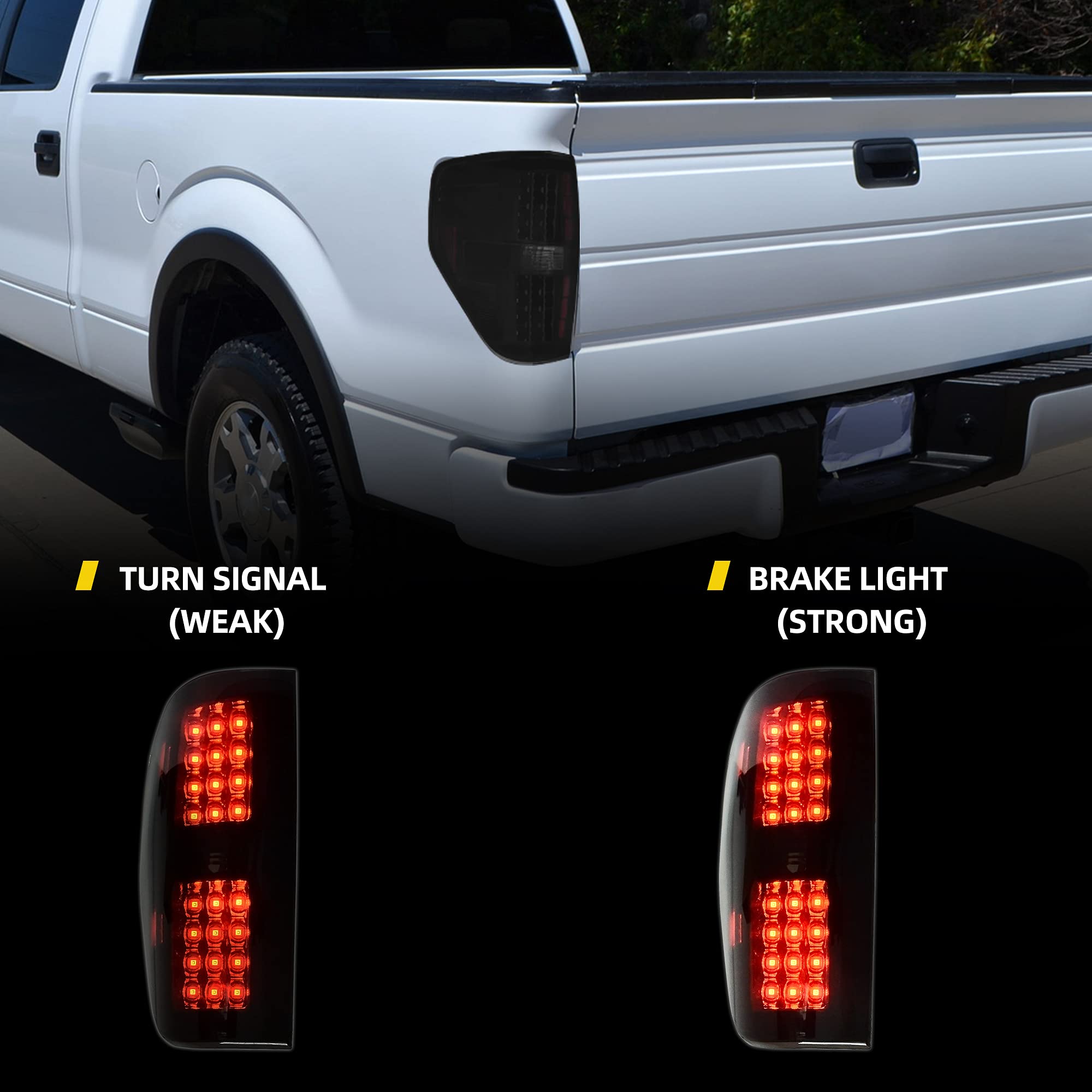 DWVO LED Tail Light Assembly Replacement for 2009-2014 Ford F150 Styleside Pickup Truck - Compatible with 09-14 F150 Models (Driver & Passenger Side) - Perfect for Night Driving & Enhanced Safety
