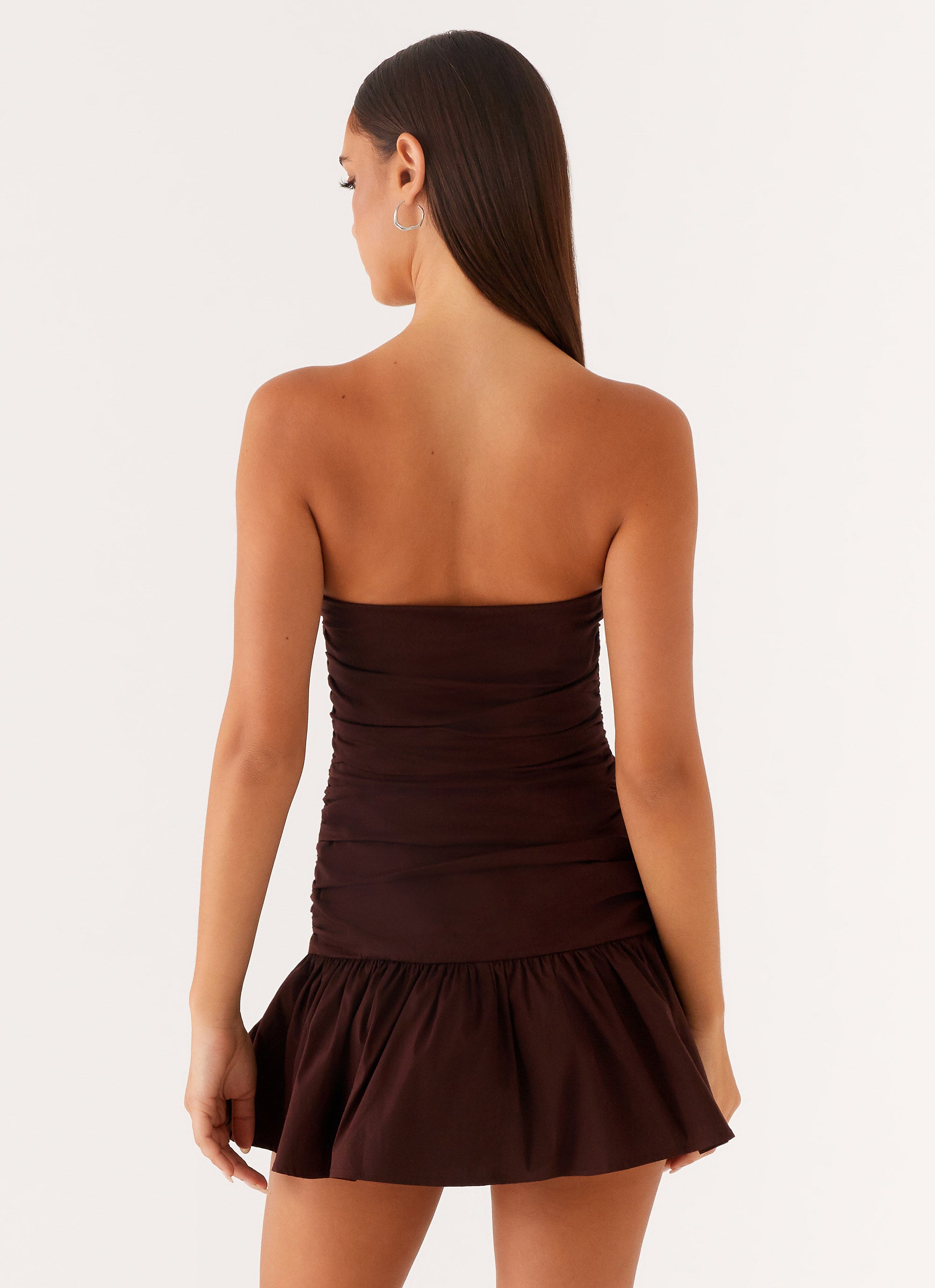 Carmel Mini Dress - Elegant Chocolate Brown Women's Party Dress for Evening Events & Date Nights