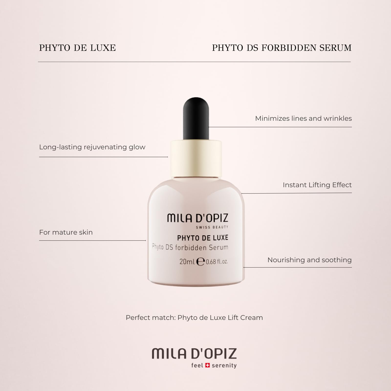 Mila d'Opiz Phyto De Luxe DS Forbidden Serum - Anti-Aging Face Serum with Gold & Silk Extracts for Skin Firming - 0.68 oz - Perfect for Daily Skincare Routine & Nighttime Rejuvenation