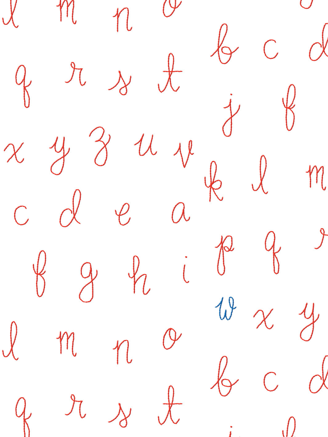 LF Alphabet Wallpaper by Lingua Franca - Red with Blue Accent Letters | Modern Nursery Decor, Kids Room Wallpaper, Playroom Design