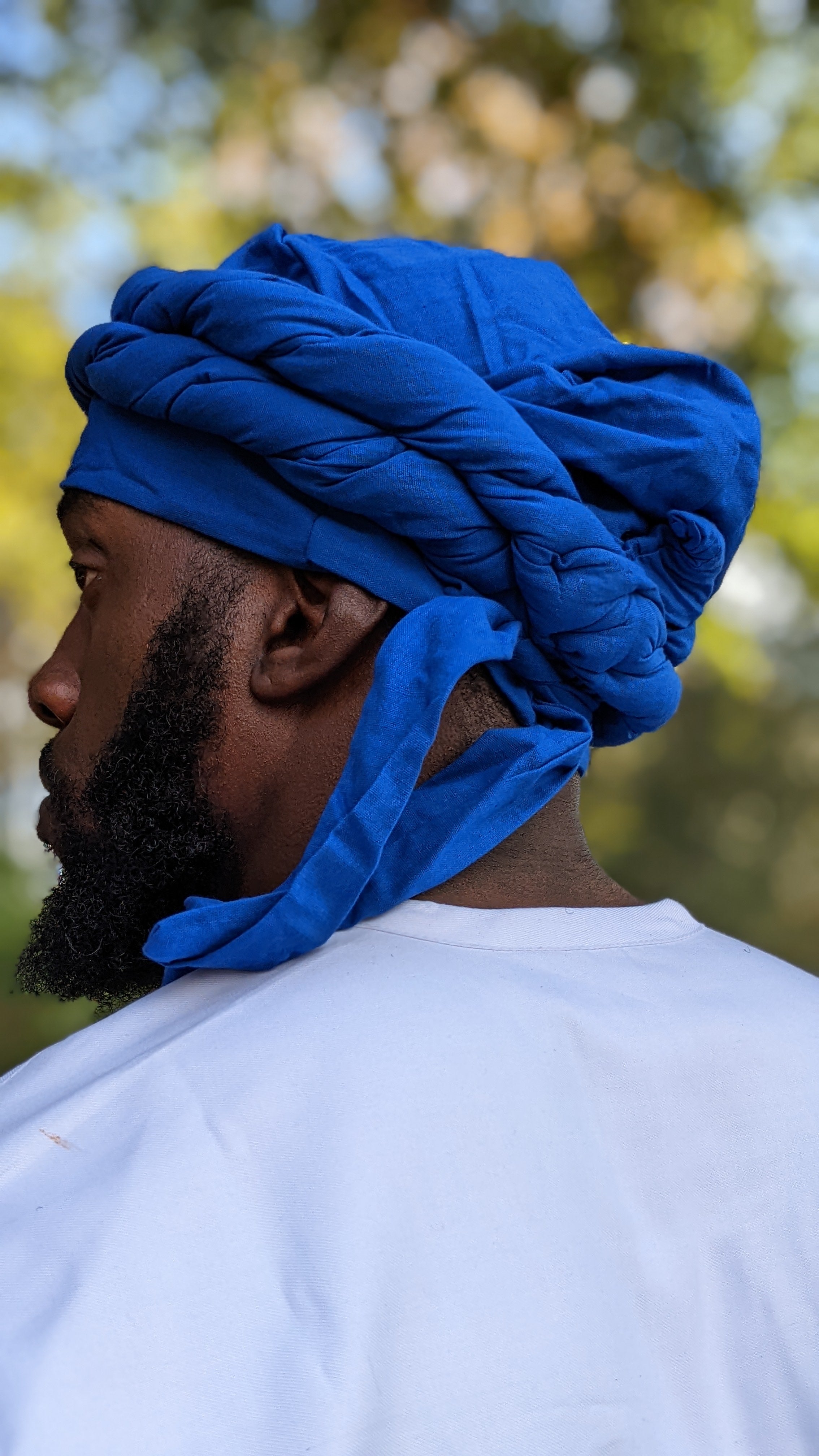 Stylish Blue African Turban Hat for Men - Authentic Cotton Headwrap for Cultural Fashion, Everyday Wear & Special Occasions