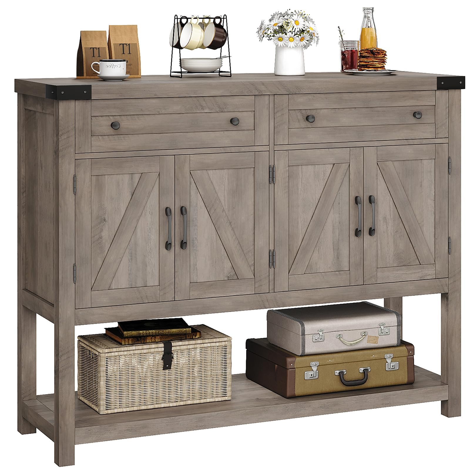 Modern Farmhouse Buffet Sideboard Cabinet - 47.2