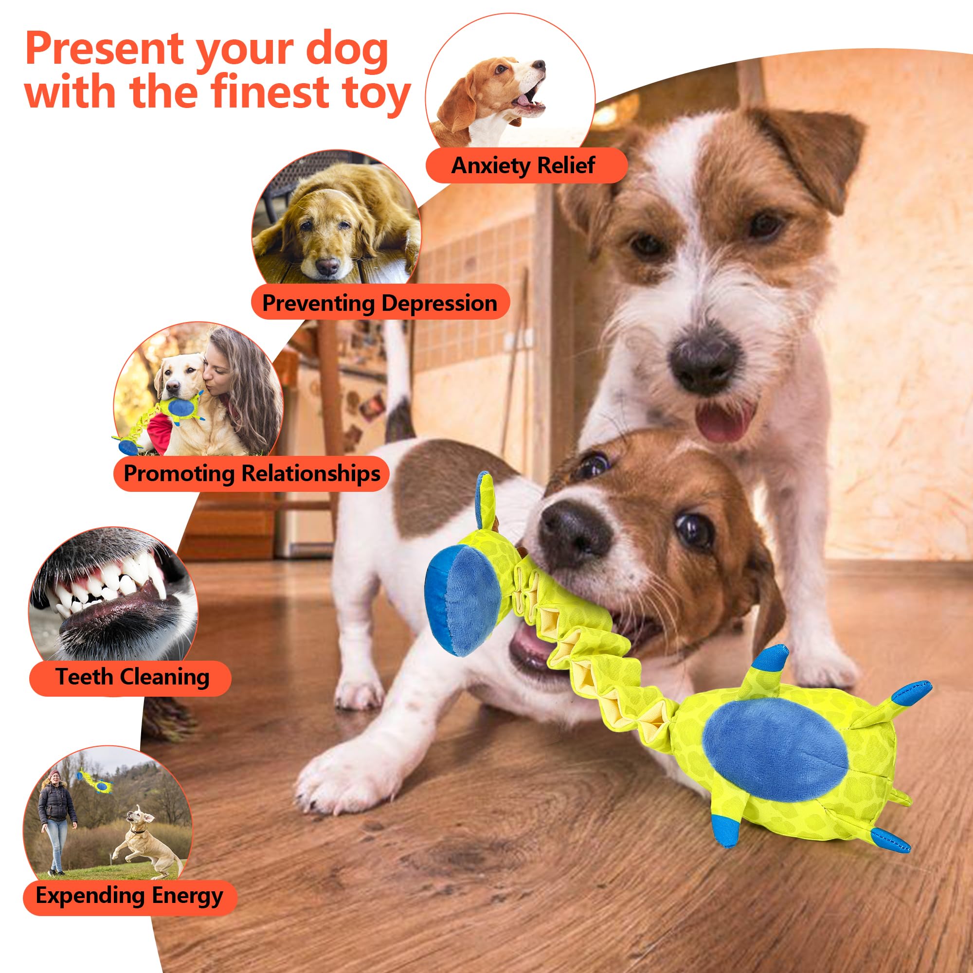 **PUHOHUN Squeaky Dog Toys for Large Dogs – Interactive Tug of War, Cotton & Crinkle Paper, Durable Chewing Stuffed Toy – Perfect for Playtime, Training, and Bonding with Your Pet**
