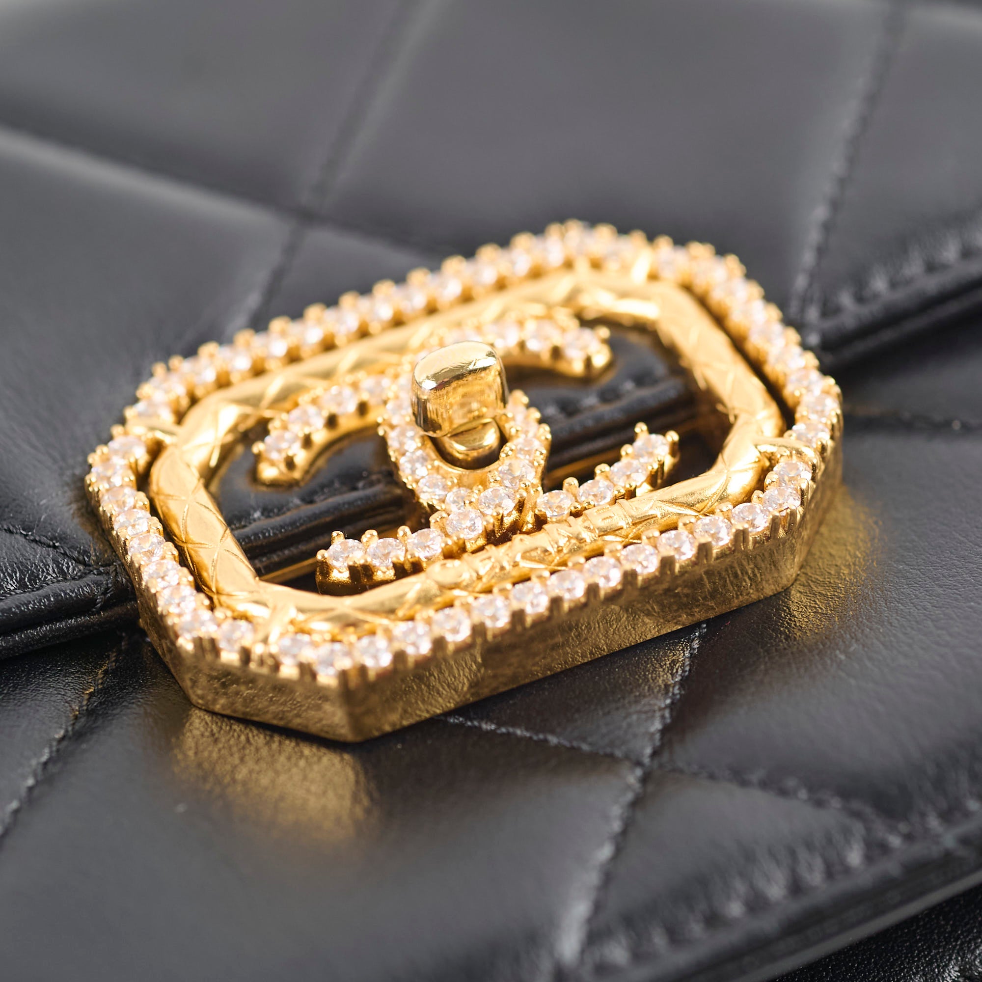 Chanel Calfskin Strass Quilted Mini Flap Bag Black Microchip - Luxury Designer Crossbody Purse for Women, Perfect for Evening Parties & Special Occasions