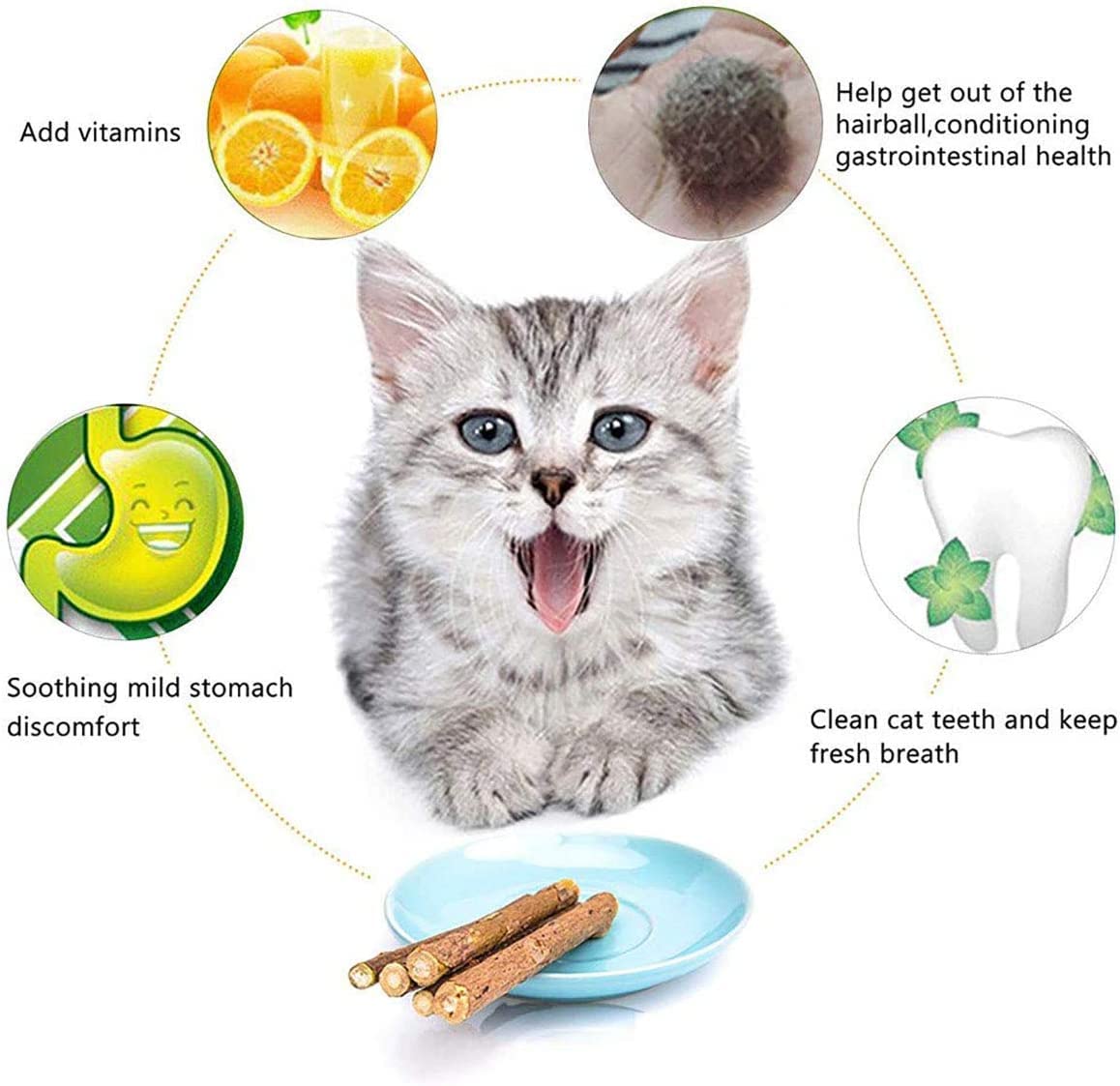 30Pcs Natural Matatabi Silvervine Cat Chew Sticks - Catnip Toys for Dental Care & Teeth Grinding - Kitten & Adult Cat Chew Toys for Stress Relief & Playtime - Perfect for Indoor Cats & Boredom Relief