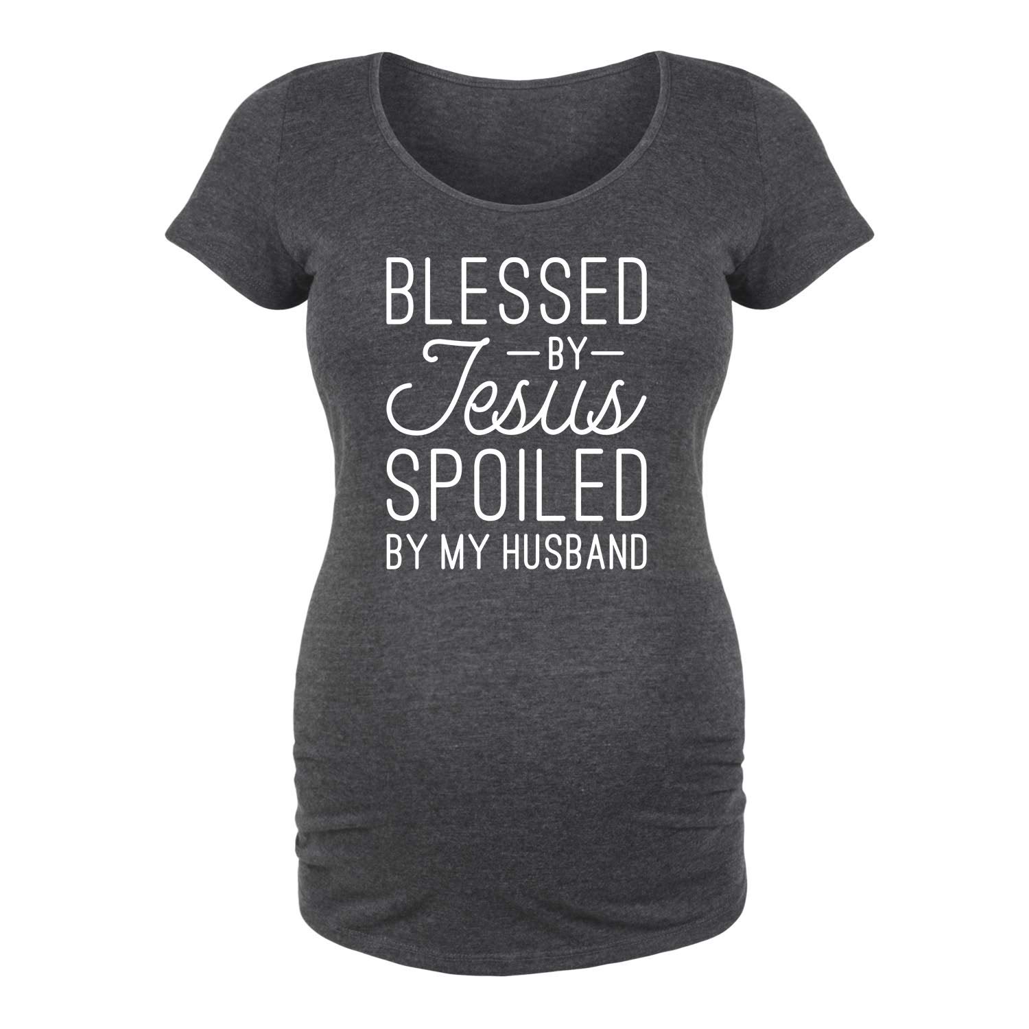 Bloom Maternity - Jesus Blessed Maternity Scoop Neck T-Shirt for Pregnancy - Comfortable Cotton Top for Church, Baby Showers & Everyday Wear